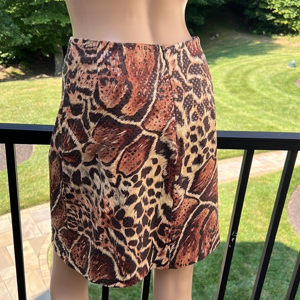 Cache Vintage Brown Leopard Print Sequin Mini Ski… - image 3